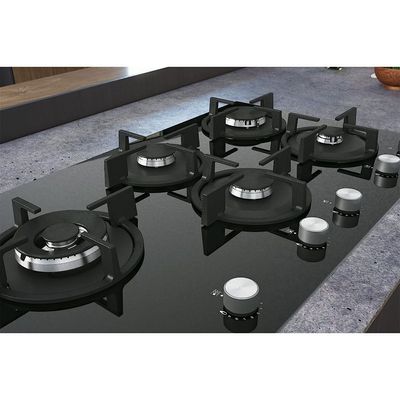 Ariston 90cm 5 Burner Gas Hob Enamelled Grids AGS92SBK Black